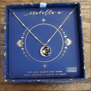 Isabella M 14kt Gold-Plated CZ Mother-of-Pearl Necklace, Black